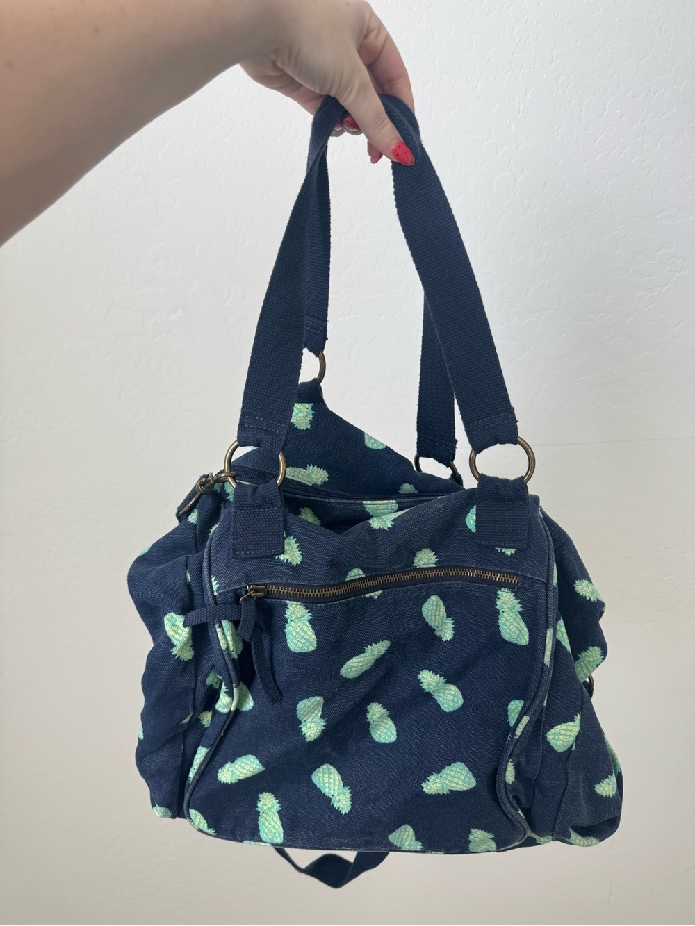 Mossimo Supply Co. Navy duffle Bag with Mint Pineapple Print